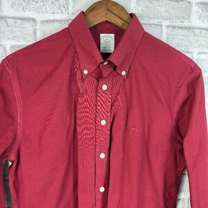 Brooks Brothers Slim Fit Dark Red Long Sleeve Button Down Shirt Mens Medium SLIM